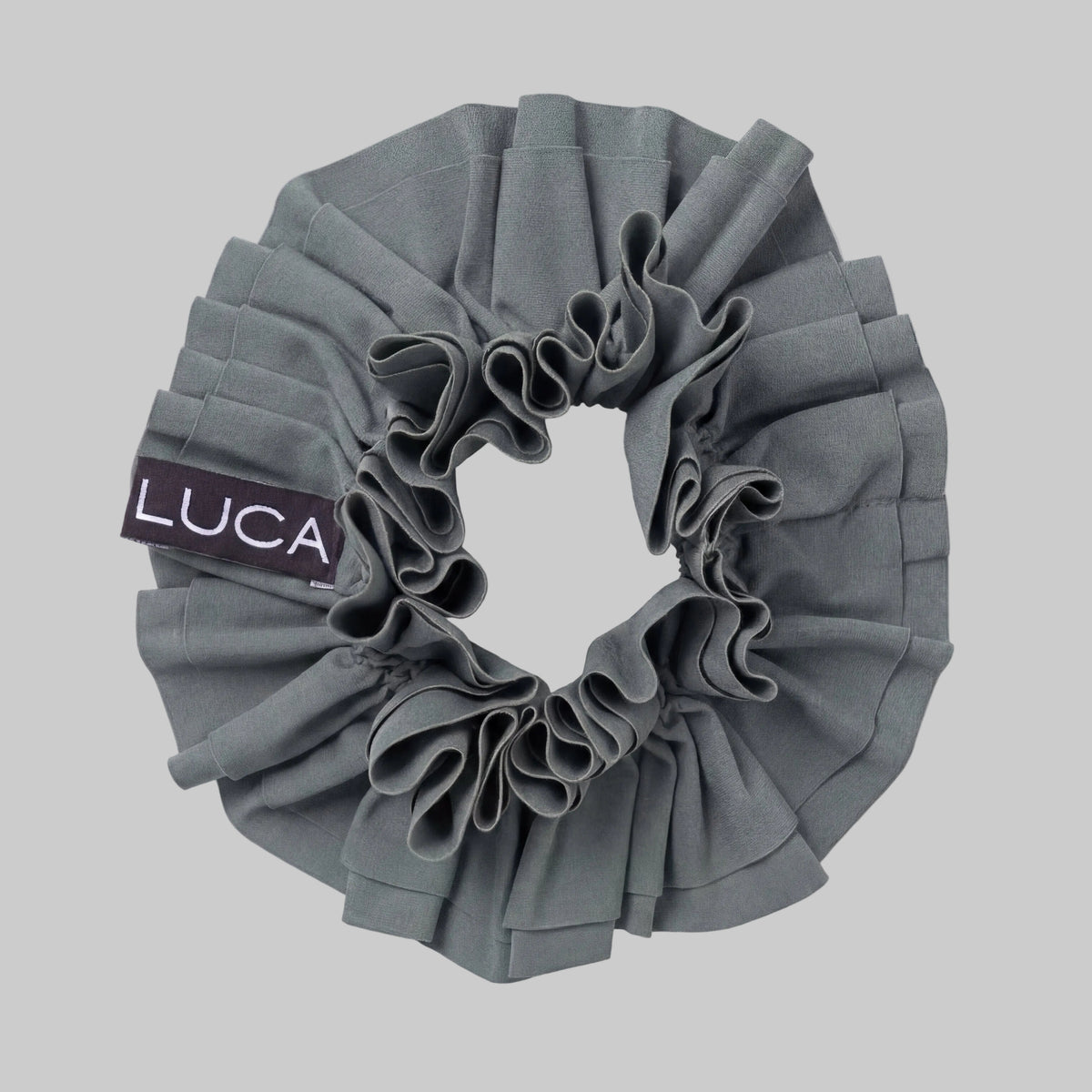 LUCA Uplift Italian fabric hair scrunchie in matcha - flat lay
